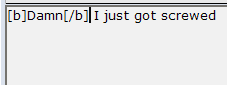 Screenshot of BBCode after using bold option