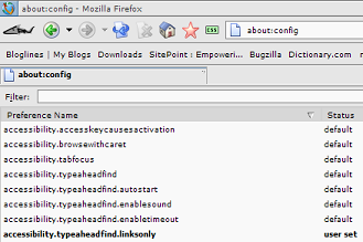 Screenshot of Firefox about:config page