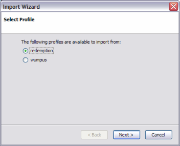 Firefox profile import wizard