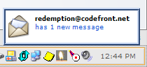 Screenshot of the new message alert popup