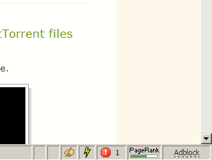 Screenshot of Google PageRank extension in action