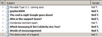 Screenshot of message pane for RSS feeds