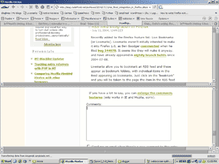 Screenshot of webbrowser split horizontally